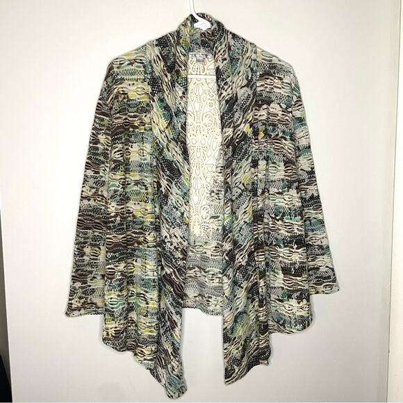 Alberto Makali Open Front Knit Crochet Insert Cardigan Size L - Picture 1 of 5
